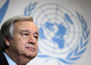 (FILES) In this file photo taken on May 24, 2018, UN Secretary-General Antonio Guterres attends a press briefing after presenting his agenda for disarmament during a conferrence at the University of Geneva. - UN Secretary General Antonio Guterres said August 22, 2019 he was "deeply concerned" by wildfires that have devoured large sections of the Amazon rainforest, blanketing several Brazilian cities in thick smoke. "I'm deeply concerned by the fires in the Amazon rainforest. In the midst of the global climate crisis, we cannot afford more damage to a major source of oxygen and biodiversity," he said on Twitter. (Photo by Fabrice COFFRINI / AFP)