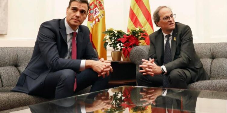 Pedro Sánchez y Quim Torra.