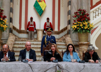 Bolivia's interim President Jeanine Anez speaks to the media at the presidential palace in La Paz, Bolivia, November 15, 2019. REUTERS/Henry Romero