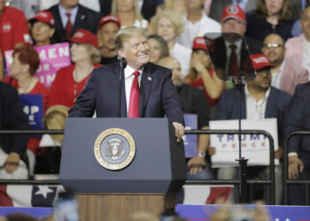 OCTAVIO JONES   |   Times 
President Donald Trump speaks during his rally held at the Florida State Fairgrounds in Tampa, Florida on Tuesday, July 31, 2018.