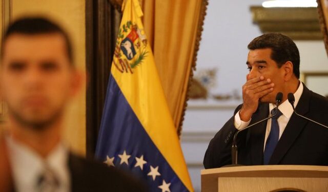 Venezuela's President Nicolas Maduro gestures during a news conference at Miraflores Palace in Caracas, Venezuela, February 8, 2019. REUTERS/Andres Martinez Casares