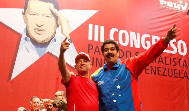 FILE PHOTO: Venezuela's President Nicolas Maduro (R) embraces retired General Hugo Carvajal as they attend the Socialist party congress in Caracas, Venezuela July 27, 2014. Miraflores Palace/Handout via REUTERS/File Photo ATTENTION EDITORS - THIS PICTURE WAS PROVIDED BY A THIRD PARTY.