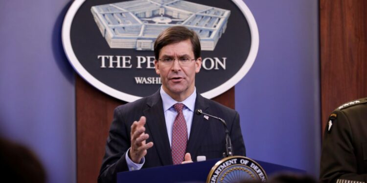 El secretario del Departamento de Defensa de Estados Unidos, Mark Esper. AP.