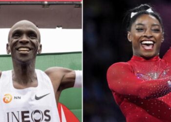 Eliud Kipchoge y Simone Biles. Foto de archivo.