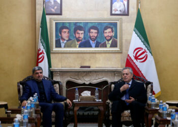 Iran’s ambassador to Lebanon, Mohammad-Jalal Firouznia, sits with Syrian ambassador to Lebanon, Ali Abdel-Karim, as he pays condolences for Major-General Qassem Soleimani, head of the elite Quds Force, who was killed in a U.S. airstrike near Baghdad, at the Iranian embassy in Beirut, Lebanon January 3, 2020. REUTERS/Aziz Taher