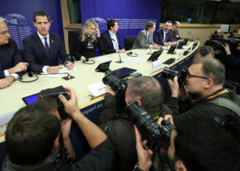 Venezuelan opposition leader Juan Guaido holds a news conference at the European Parliament in Brussels, Belgium January 22, 2020.  REUTERS/Yves Herman