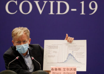Bruce Aylward of the World Health Organisation (WHO) attends a news conference of the WHO-China Joint Mission on Covid-19 about its investigation of the coronavirus outbreak in Beijing, China, February 24, 2020. REUTERS/Thomas Peter