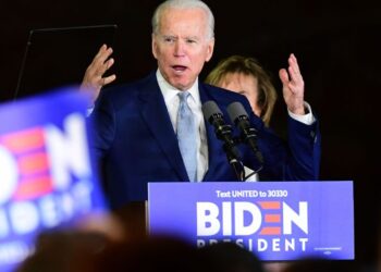 Democratic presidential hopeful former Vice President Joe Biden addresses a Super Tuesday event in Los Angeles on March 3, 2020. (Photo by FREDERIC J. BROWN / AFP) (Photo by FREDERIC J. BROWN/AFP via Getty Images)