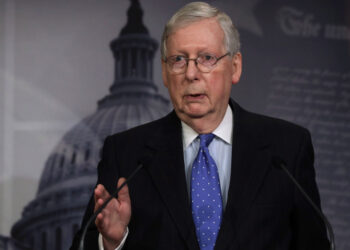 WASHINGTON, DC - MARCH 17:  U.S. Senate Majority Leader Sen. Mitch McConnell (R-KY) speaks to members of the media during a news conference at the U.S. Capitol March 17, 2020 in Washington, DC. Sen. McConnell said the Senate will pass the House coronavirus funding package in response to the outbreak of COVID-19.  (Photo by Alex Wong/Getty Images)