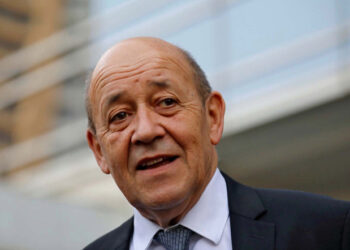 FILE PHOTO: French Foreign Minister Jean-Yves Le Drian attends the ceremony of the 2nd Indo-French Professional Meetings for the Film and Television Industry, in Mumbai, India, December 14, 2018. REUTERS/Danish Siddiqui/File Photo