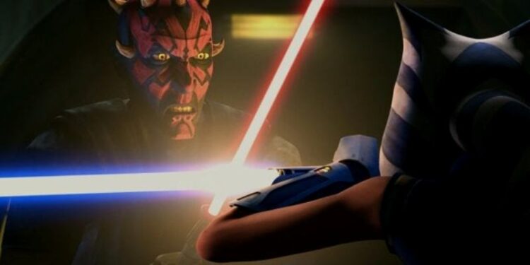 Ahsoka y Darth Maul. Star Wars.