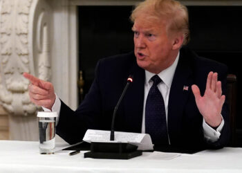 President Donald Trump tells reporters that he is taking zinc and hydroxychloroquine during a meeting with restaurant industry executives about the coronavirus response, in the State Dining Room of the White House, Monday, May 18, 2020, in Washington. (AP Photo/Evan Vucci)