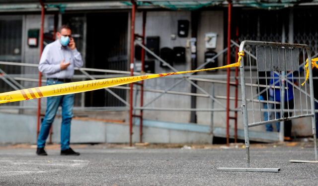 Rome (Italy), 13/06/2020.- A view on the building where a new Coronavirus Covid-19 cluster has been found in Rome, Italy, 13 June 2020. (Italia, Roma) EFE/EPA/RICCARDO ANTIMIANI