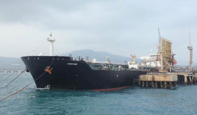 FILE PHOTO: The Iranian tanker ship "Fortune" is seen at El Palito refinery dock in Puerto Cabello, Venezuela May 25, 2020. Miraflores Palace/Handout via REUTERS ATTENTION EDITORS - THIS PICTURE WAS PROVIDED BY A THIRD PARTY./File Photo