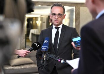 German Foreign Minister Heiko Maas talks to the press after a meeting on Nuclear Disarmament and the Nuclear Non-Proliferation Treaty on June 11, 2019 at the Grand Hotel in Stockkolm. (Photo by Claudio BRESCIANI / TT NEWS AGENCY / AFP) / Sweden OUT