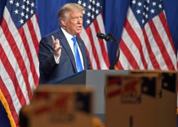 CHARLOTTE, NORTH CAROLINA - AUGUST 24: President Donald J. Trump addresses delegates on the first day of the Republican National Convention at the Charlotte Convention Center on August 24, 2020 in Charlotte, North Carolina. The four-day event is themed "Honoring the Great American Story."   David T. Foster III-Pool/Getty Images/AFP