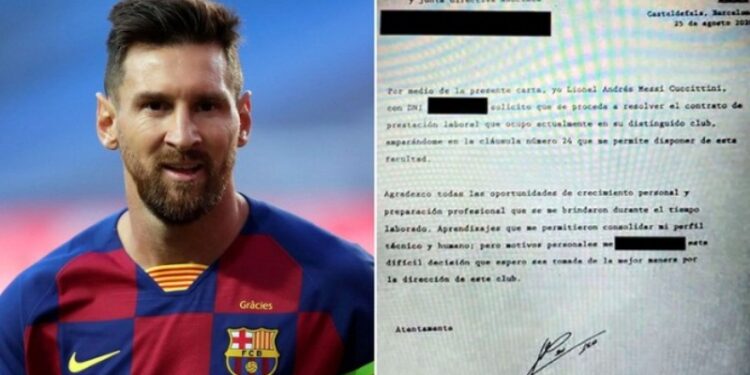 El burofax que envió Lionel Messi este martes a la dirigencia del Barcelona. Foto Infobae.