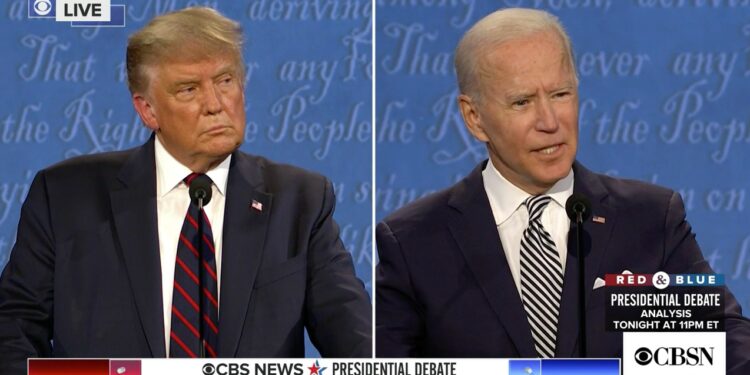 Debate presidencial Trump-Biden. Foto captura de video CBSN.