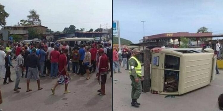 Gasolina. Boca de Uchire. Protesta gasolina. Foto Twitter.