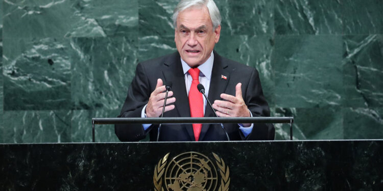 Chile's President Sebastian Pinera Echenique speaks during the 73rd session of the United Nations General Assembly in New York, U.S., September 27, 2018. REUTERS/Carlo Allegri