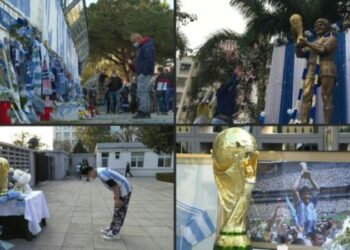 Homenajes Maradona. Foto captura de video AFP.