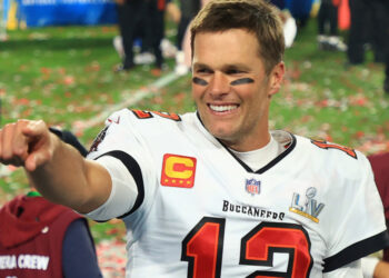 TAMPA, FLORIDA - FEBRUARY 07: Tom Brady #12 of the Tampa Bay Buccaneers celebrates after defeating the Kansas City Chiefs in Super Bowl LV at Raymond James Stadium on February 07, 2021 in Tampa, Florida. The Buccaneers defeated the Chiefs 31-9. (Photo by Mike Ehrmann/Getty Images)