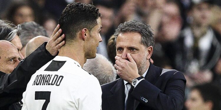 Fabio Paratici, director de fútbol del Juventus y Cristiano Ronaldo. Foto agencias.