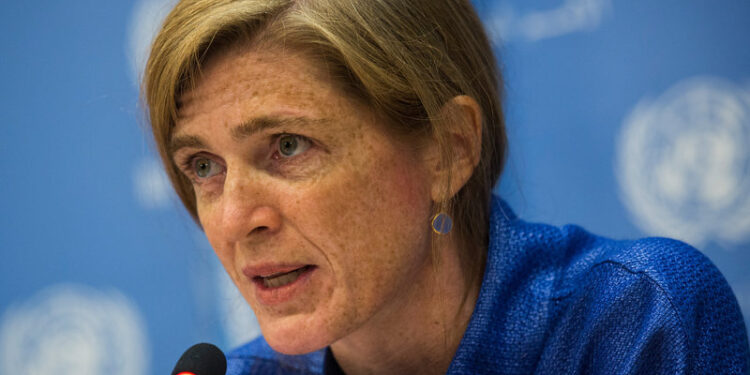 NEW YORK, NY - SEPTEMBER 03:  United States Ambassador to the United Nations (U.N.) Samantha Power holds a press conference on September 3, 2014 in New York City. Power answered questions on foreign extremist Islamist fighters joining ISIS in Syria and Iraq and the most recent Israeli-Palestinian peace deal, amongst other topics.  (Photo by Andrew Burton/Getty Images)