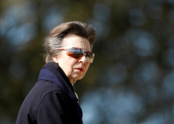 Britain's Princess Anne looks on as she visits the Royal Yacht Squadron, after Prince Philip, husband of Queen Elizabeth, died at the age of 99, in Cowes on the Isle of Wight, Britain April 14, 2021. REUTERS/Peter Nicholls