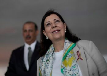 Venezuelan opposition representative Maria Teresa Belandria, who was received as her country's official ambassador to Brazil, attends a news conference in Brasilia, Brazil February 11, 2019. REUTERS/Ueslei Marcelino