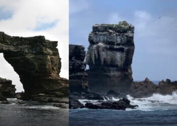 Colapsa el Arco de Darwin, icono geológico y turístico de las Galápagos. Foto agencias.