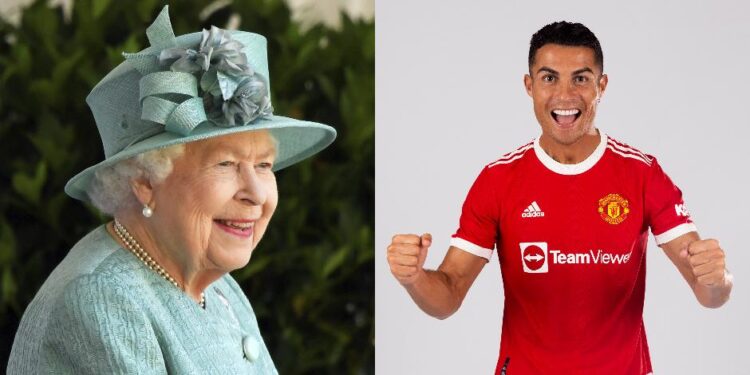 La reina isabel II y Cristiano Ronaldo. Foto de archivo.