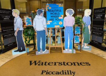 Copies of the new novel by Irish author Sally Rooney titled 'Beautiful World, Where Are You', on display for sale at Waterstones book store in Piccadilly, London, Britain, 07 September 2021. Rooney's new book was launched by the author at a sold out book signing in London on 06 September 2021. (Reino Unido, Londres) EFE/EPA/VICKIE FLORES