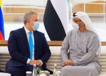 El presidente de Colombia Iván Duque y el príncipe heredero de Abu Dabi, Mohamed bin Zayed. Foto @IvanDuque