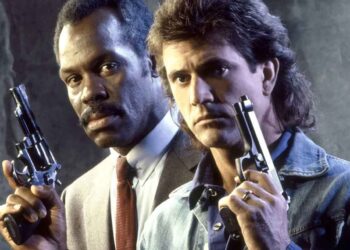 Mel Gibson & Danny Glover. 'Lethal Weapon'. Foto de archivo.