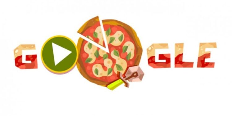 Google Doodle. Pizza. Foto captura.