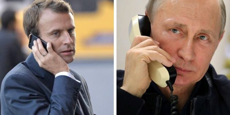 Macron & Putin. Foto collage.