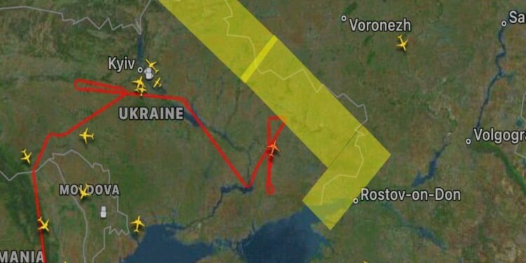 Rusia, cierre del espacio aéreo de la frontera noreste de Ucrania. Foto Twitter.