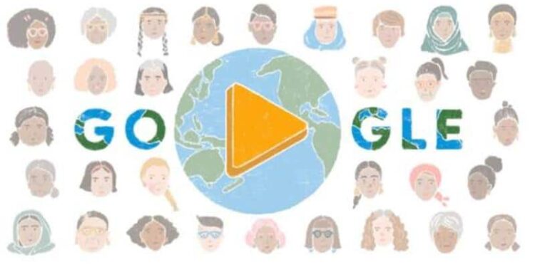 8 de marzo 2022. Día Internacional de la Mujer. Doodle Google. Foto captura.