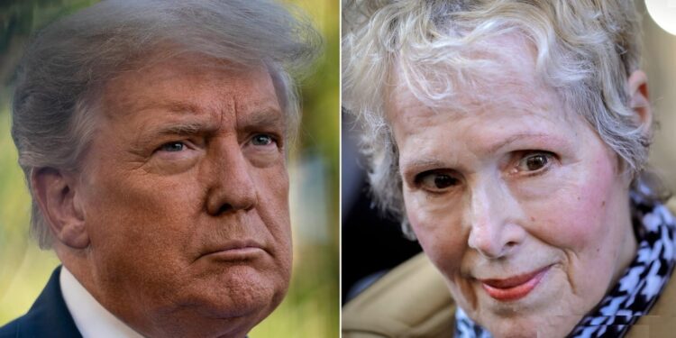 Donald Trump y la la escritora E. Jean Carroll. Foto de archivo.