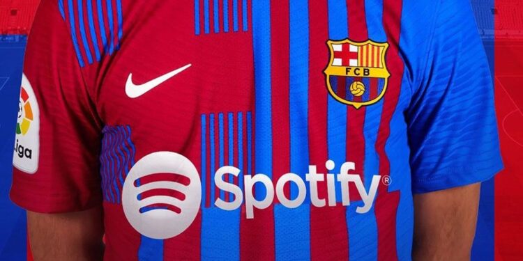 FC Barcelona y Spotify. Foto de archivo.