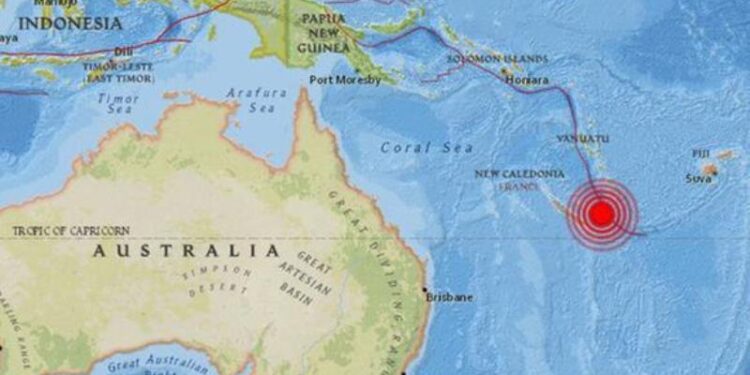 Sismo Pacífico cerca de Nueva Caledonia. Foto captura.