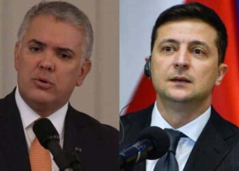 Presidente de Colombia, Iván Duque y su homólogo Volodomyr Zelensky, Presidente de Ucrania. Foto collage.