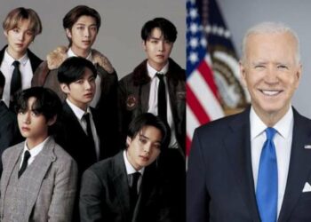 BTS. Joe Biden. Foto collage.