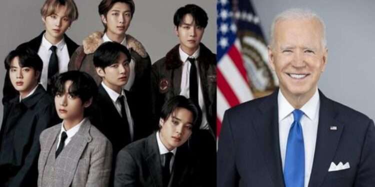 BTS. Joe Biden. Foto collage.