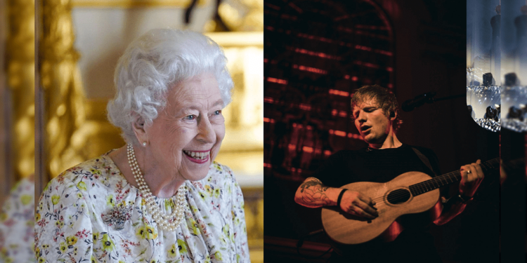 Ed Sheeran & la Reina Isabel II. Foto collage.