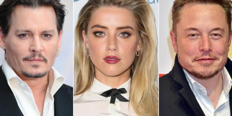 Jhonny Deep. Amber Heard. Elon Musk. Foto collage.