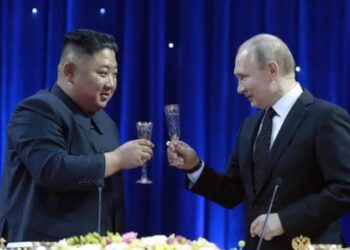 Corea del Norte, Kim Jong-un y Vladimir Putin, Rusia. Foto de archivo.