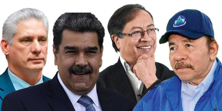 Miguel Díaz-Canel, Nicolás Maduro, Gustavo Petro, Daniel Ortega. Foto Semana.