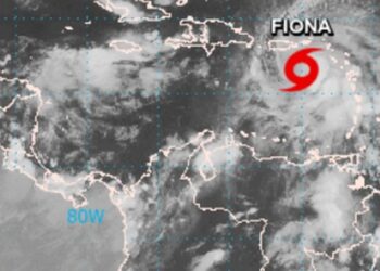 Imagen del trayecto del huracán Fiona en el caribe. Foto Centro Nacional de Huracanes de Estados Unidos